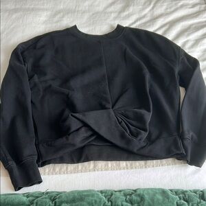 New Franki Black Boxy Tie Front Hoodie